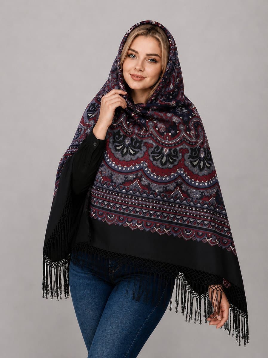 روسری ترکمنی پشمی اصیل