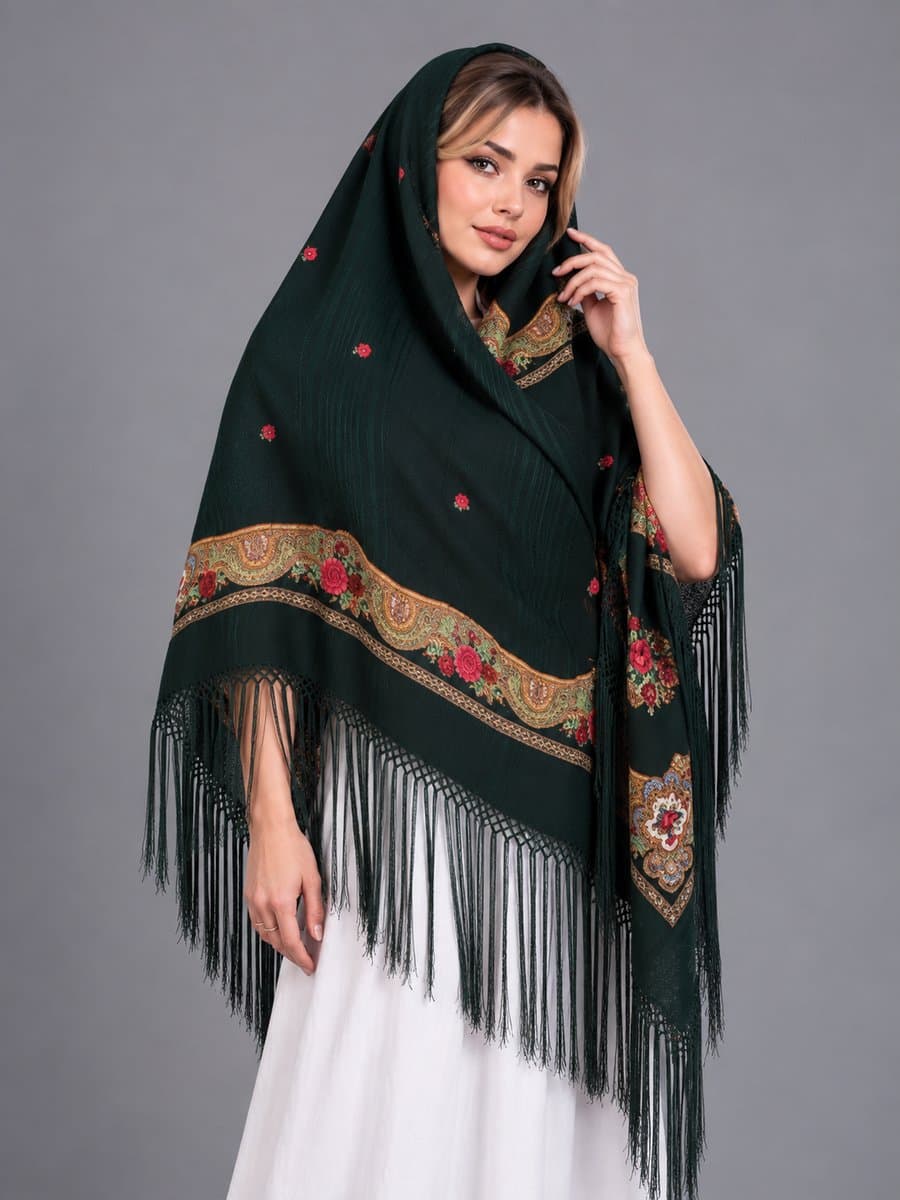 روسری ترکمنی پشمی اصیل