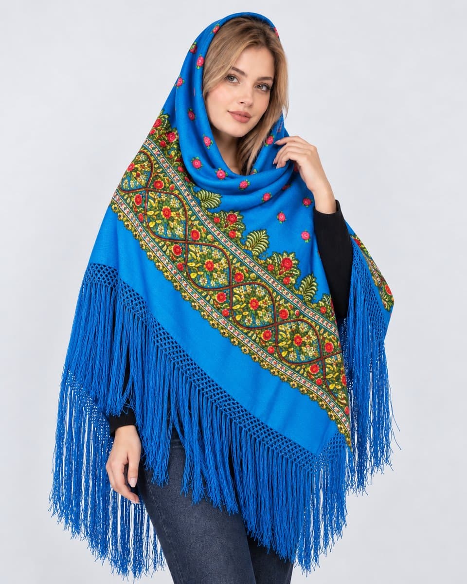 روسری ترکمنی پشمی اصیل ضخیم