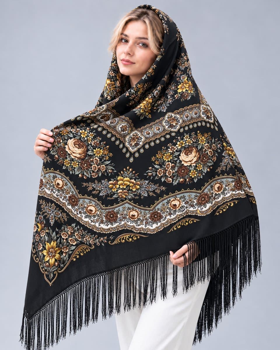 روسری ترکمنی پشمی اصیل