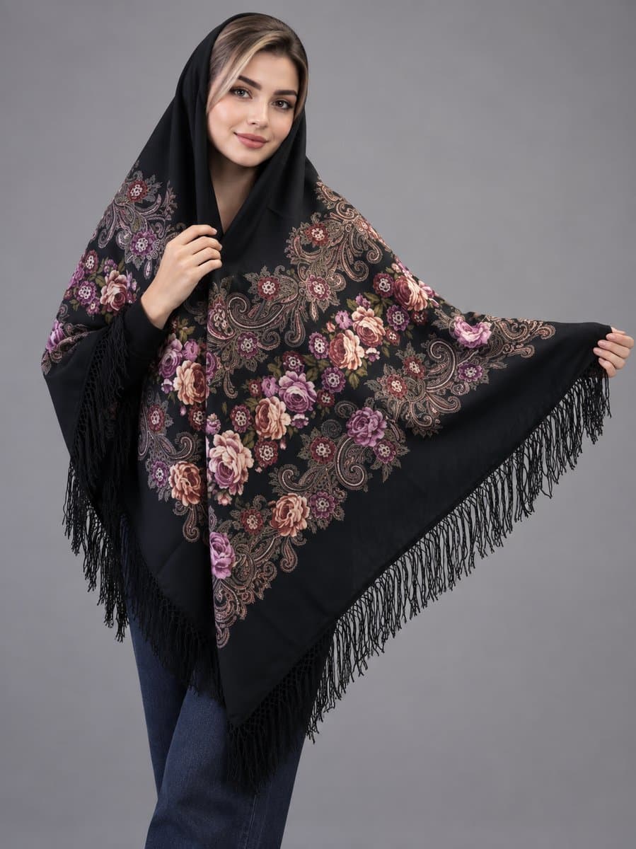 روسری ترکمنی پشمی اصیل
