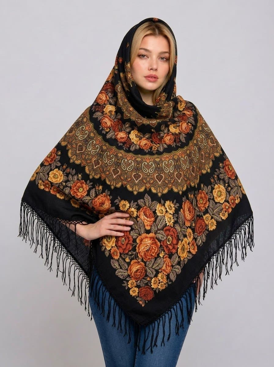 روسری ترکمنی پشمی اصیل گلشن