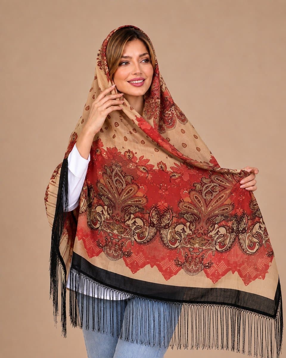 روسری ترکمنی طرح ایتالیایی