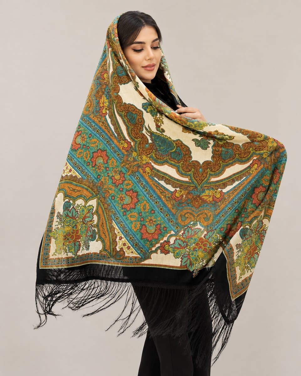 روسری ترکمنی طرح ایتالیایی