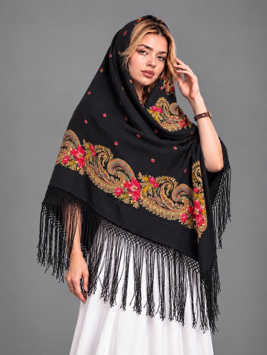 چارقد زیبای پشمی طاووسی